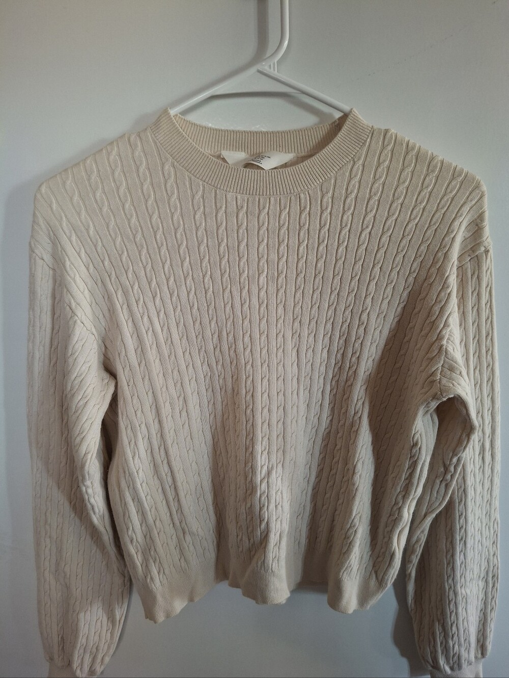 H&M Cream Cable-Knit Crewneck Sweater